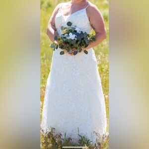 DB White Spaghetti Strap Lace Gown